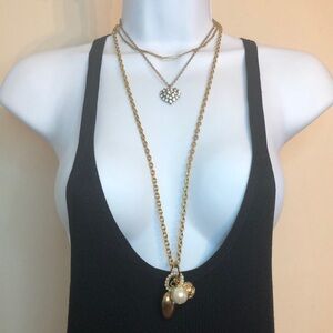 Curated bundle romantic heartnecklaces, layered look vintage and modern.